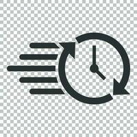 Clock countdown icon in flat style. Time chronometer vector illustration on isolated background. Clock business concept.