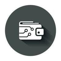 Digital wallet icon in flat style. Crypto bag vector illustration with long shadow. Online finance, e-commerce business concept.