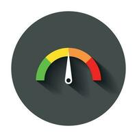 Meter dashboard icon in flat style. Credit score indicator level vector illustration with long shadow. Gauges with measure scale business concept.