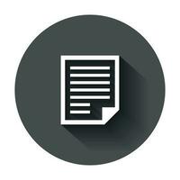 Document note icon in flat style. Paper sheet vector illustration with long shadow. Notepad document business concept.