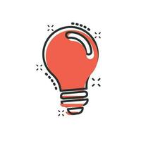 Light bulb icon in comic style. Lightbulb vector cartoon illustration pictogram. Lamp idea business concept splash effect.