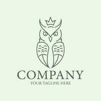 the king of owls at night line art minimalist design logo vector