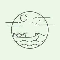 line ocean design minimalist icon logo vector