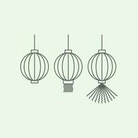 Lanterns or Deng in China Long line art minimalist design traditional vector