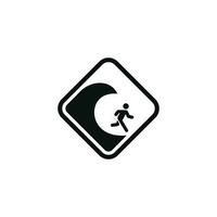 Tsunami hazard caution warning symbol design vector