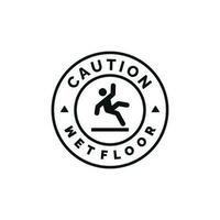 Wet floor caution warning symbol design vector