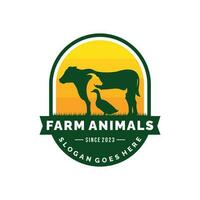 Farm animals logo design vector. Livestock logo vector