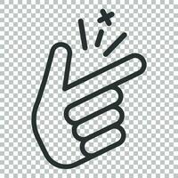 Finger snap icon in flat style. Fingers expression vector illustration on isolated background. Snap gesture business concept.