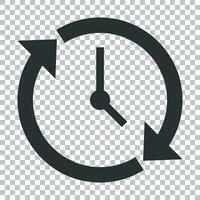 Clock countdown icon in flat style. Time chronometer vector illustration on isolated background. Clock business concept.