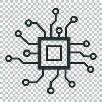 Circuit board icon in flat style. Technology microchip vector illustration on isolated background. Processor motherboard business concept.