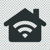 Smart home icon in flat style. House control vector illustration on isolated background. Smart home business concept.