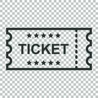 Cinema ticket icon in flat style. Admit one coupon entrance vector illustration on isolated background. Ticket business concept.