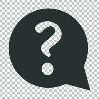 Question mark icon in flat style. Discussion speech bubble vector illustration on isolated background. Question business concept.