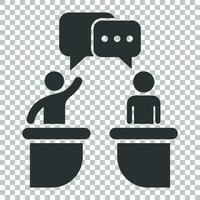 Politic debate icon in flat style. Presidential debates vector illustration on isolated background. Businessman discussion business concept.