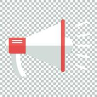 Megaphone speaker icon in flat style. Bullhorn audio announcement vector illustration on isolated background. Megaphone broadcasting business concept.