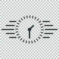 Clock countdown icon in flat style. Time chronometer vector illustration on isolated background. Clock business concept.