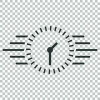 Clock countdown icon in flat style. Time chronometer vector illustration on isolated background. Clock business concept.