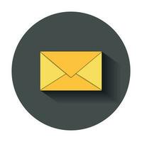 Mail envelope icon in flat style. Email message vector illustration with long shadow. Mailbox e-mail business concept.