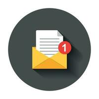 Mail envelope icon in flat style. Email message vector illustration with long shadow. Mailbox e-mail business concept.