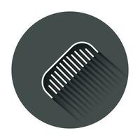 Hair brush icon in flat style. Comb accessory vector illustration with long shadow. Hairbrush business concept.