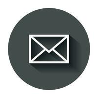 Mail envelope icon in flat style. Email message vector illustration with long shadow. Mailbox e-mail business concept.