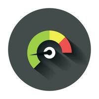 Meter dashboard icon in flat style. Credit score indicator level vector illustration with long shadow. Gauges with measure scale business concept.