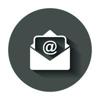 Mail envelope icon in flat style. Email message vector illustration with long shadow. Mailbox e-mail business concept.