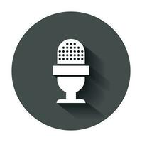 Microphone icon in flat style. Mic broadcast vector illustration with long shadow. Microphone mike speech business concept.
