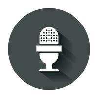 Microphone icon in flat style. Mic broadcast vector illustration with long shadow. Microphone mike speech business concept.