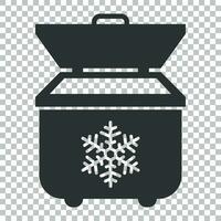 Portable fridge refrigerator icon in flat style. Freezer bag container vector illustration on isolated background. Fridge business concept.