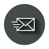 Mail envelope icon in flat style. Email message vector illustration with long shadow. Mailbox e-mail business concept.