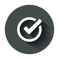 Check mark icon in flat style. Ok, accept vector illustration with long shadow. Tick business concept.