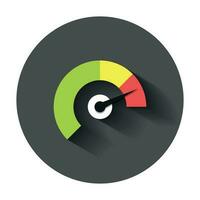 Meter dashboard icon in flat style. Credit score indicator level vector illustration with long shadow. Gauges with measure scale business concept.