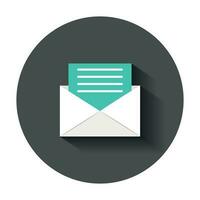 Mail envelope icon in flat style. Email message vector illustration with long shadow. Mailbox e-mail business concept.