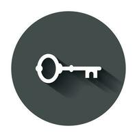 Key icon in flat style. Access login vector illustration with long shadow. Password key business concept.