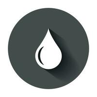 Water drop icon in flat style. Raindrop vector illustration with long shadow. Droplet water blob business concept.