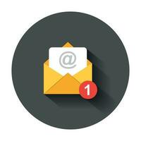 Mail envelope icon in flat style. Email message vector illustration with long shadow. Mailbox e-mail business concept.