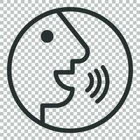 voz mando con sonido olas icono en plano estilo. hablar controlar vector ilustración en aislado antecedentes. altavoz personas negocio concepto.