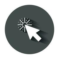 Computer mouse cursor icon in flat style. Arrow cursor vector illustration with long shadow. Mouse aim business concept.