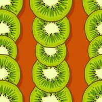 Kiwi fruit pattern. Trendy bright design exotic fruits on orange background. Fresh juicy green Hawaiian fruits. Vector illustration for wallpapers,textile, web, app, notebooks, case, wrapping paper