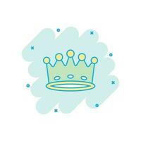 Vector cartoon crown diadem icon in comic style. Royalty crown illustration pictogram. King, princess royalty business splash effect concept.