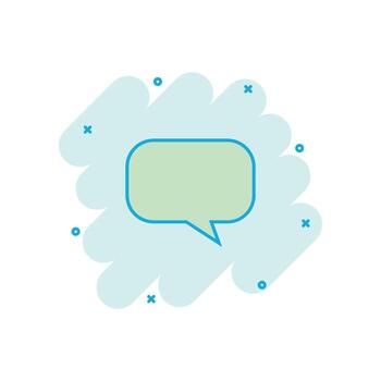 Vector cartoon blank empty speech bubble icon in comic style. Dialogue box illustration pictogram. Speech message splash effect concept.