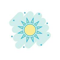 Vector cartoon sun icon in comic style. Summer sunshine concept illustration pictogram. Sun business splash effect concept.