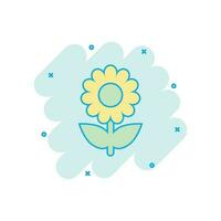 Vector cartoon chamomile flower icon in comic style. Daisy concept illustration pictogram. Camomile business splash effect concept.