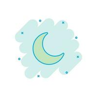 icono de luna y estrellas nocturnas de dibujos animados vectoriales en estilo cómico. pictograma de ilustración del concepto de noche lunar. concepto de efecto de salpicadura de negocio lunar. vector