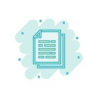 Vector cartoon document paper icon in comic style. Terms sheet concept illustration pictogram. Document analytics business splash effect concept.