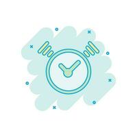 icono de temporizador de reloj de dibujos animados de vector en estilo cómico. pictograma de ilustración del concepto de alarma de tiempo. concepto de efecto de salpicadura de negocio de reloj cronómetro.