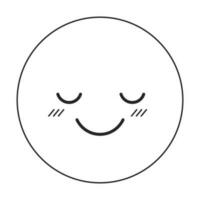 Feeling delighted emoji flat monochrome isolated vector icon. Good mood. Customer satisfaction. Editable black and white line art drawing. Simple outline spot illustration for web graphic design