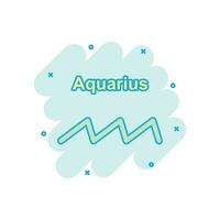 Vector cartoon aquarius zodiac icon in comic style. Astrology sign illustration pictogram. Aquarius horoscope business splash effect concept.