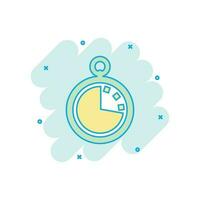Vector cartoon clock timer icon in comic style. Watch sign illustration pictogram. Clock business splash effect concept.